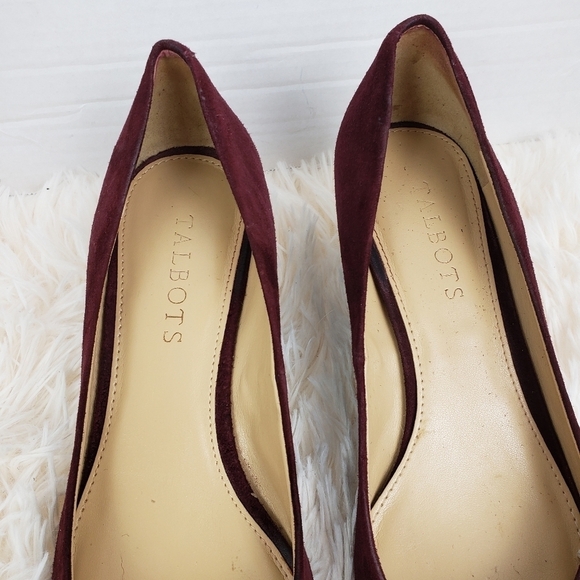 Talbots‎ Burgundy Platform Wedges Suede Sz 7 NARROW - Picture 3 of 7
